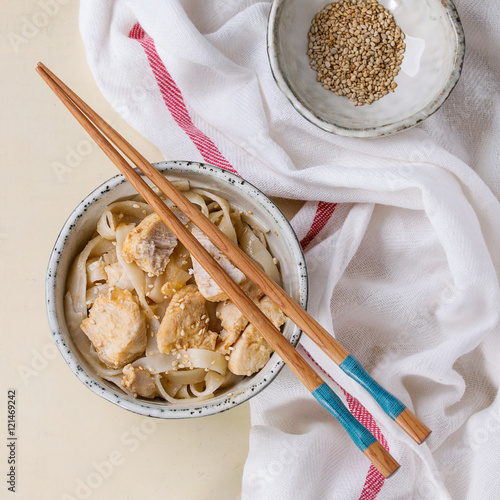 Udon noodles with shrimps