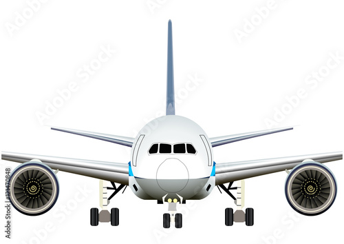 飛行機　正面アップのイラスト
