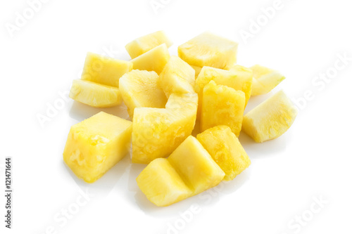 Pineapple slices on white background, Fruit for healthy