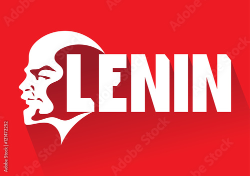 Portrait of Vladimir Lenin. Poster stylized Soviet-style. The leader of the USSR. Russian revolutionary symbol.