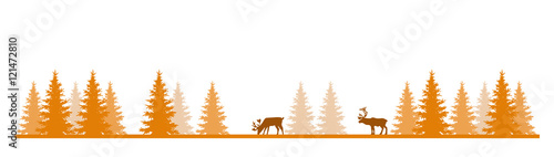 Reindeers In The Forest In The Fall