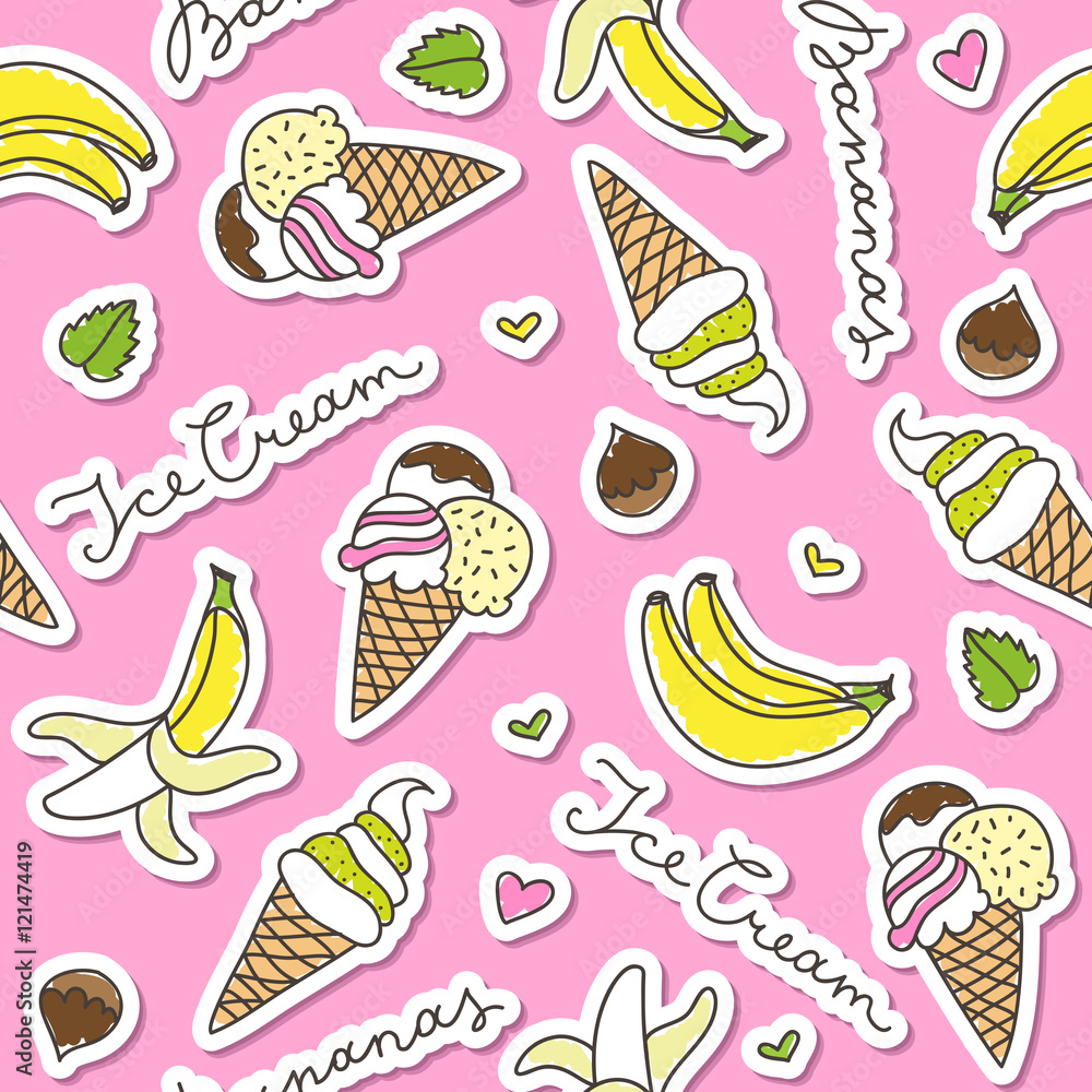 bananas and ice cream cones