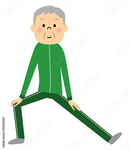 準備運動するシニア