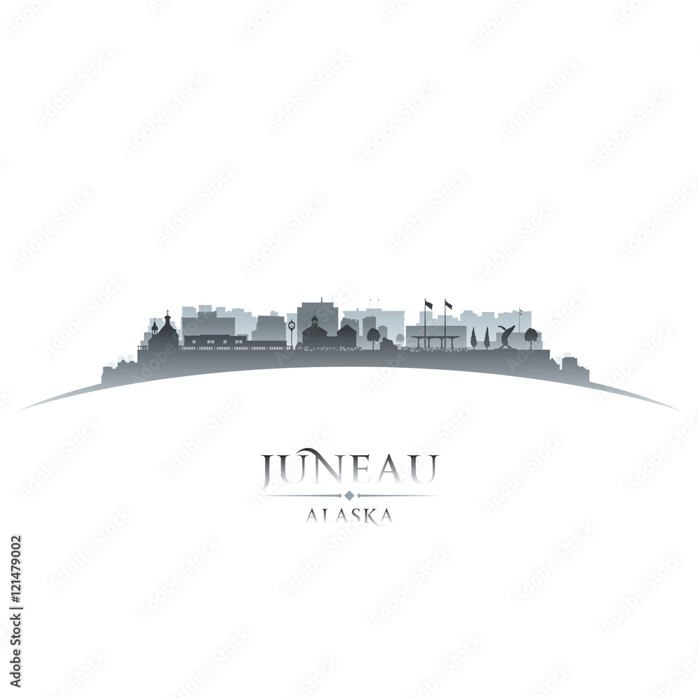 Juneau Alaska city silhouette white background