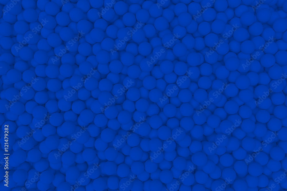 3d render wall of blue mate balls set background