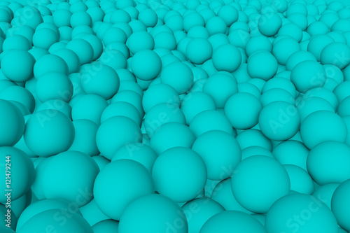 3d render wall of cyan mate balls set background