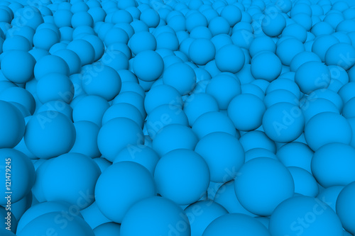 3d render wall of light blue mate balls set background