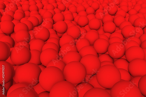 3d render wall of red mate balls set background