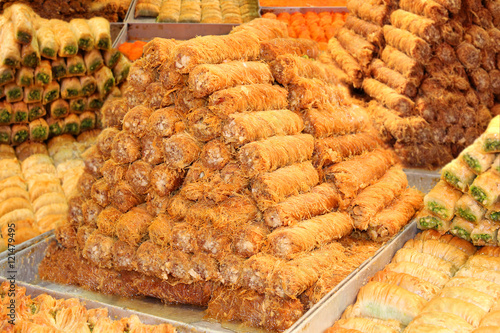 eastern sweets, kanafah and baklava photo