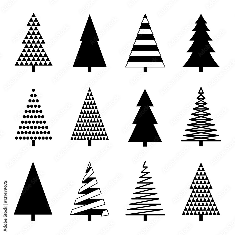 Obraz premium Christmas tree set. Vector illustration
