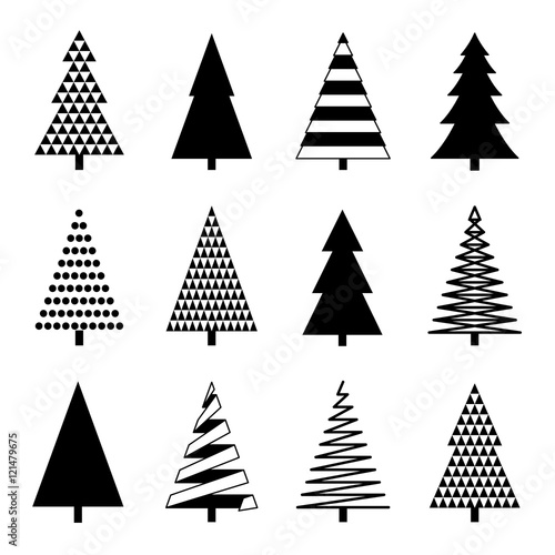 Christmas tree set. Vector illustration