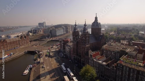 Wallpaper Mural Aerial. The Basilica of Saint Nicholas. Old Centre district of Amsterdam. 4K Torontodigital.ca
