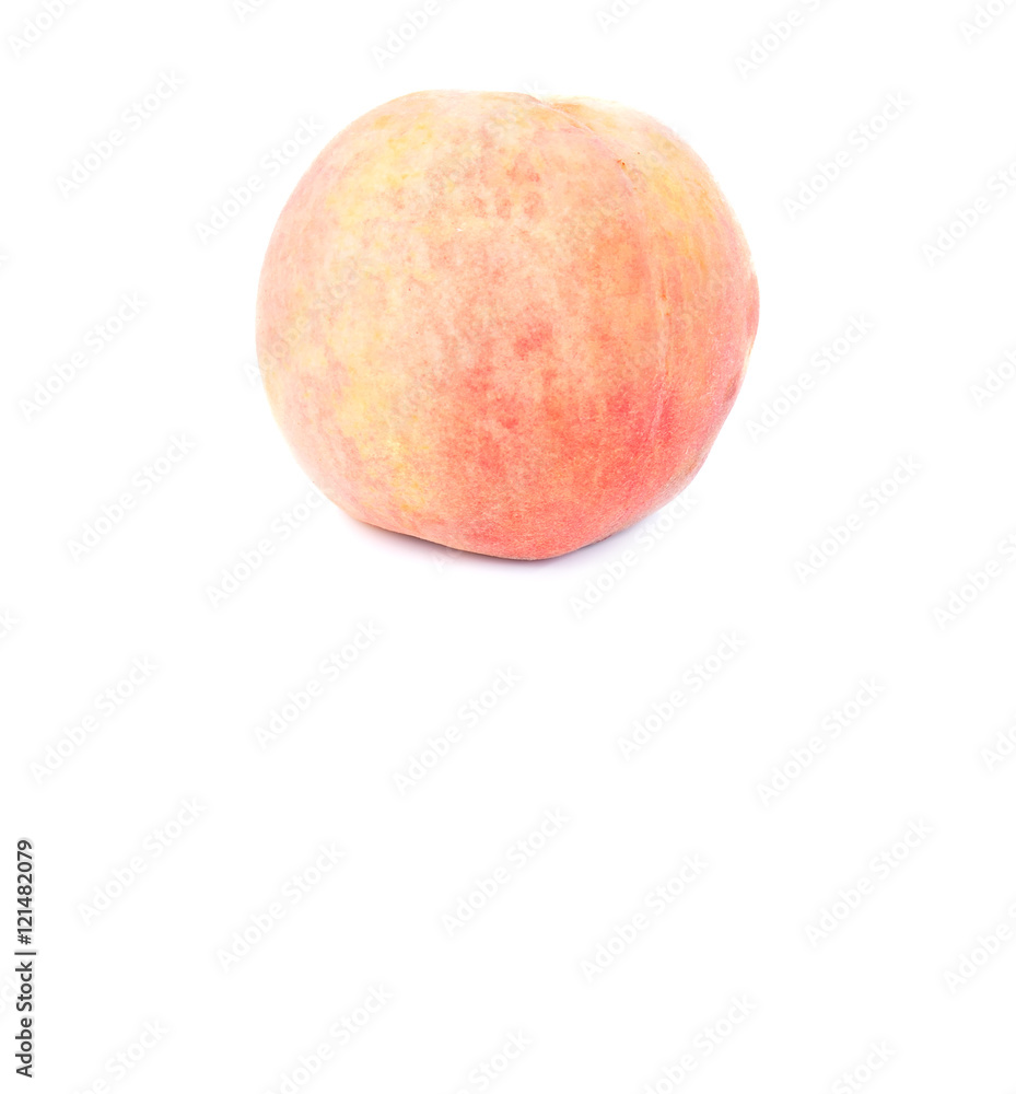 Ripe peach fruit isolated on white background with space area Ripe peach fruit isolated on white background with space area