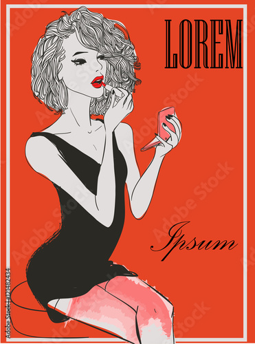 Vintage fashion girl with perfumes