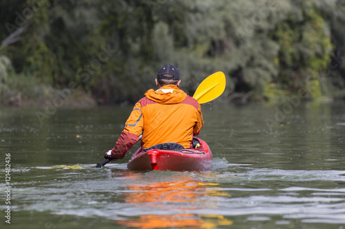 Fototapeta Naklejka Na Ścianę i Meble -  Kayaking on the river.