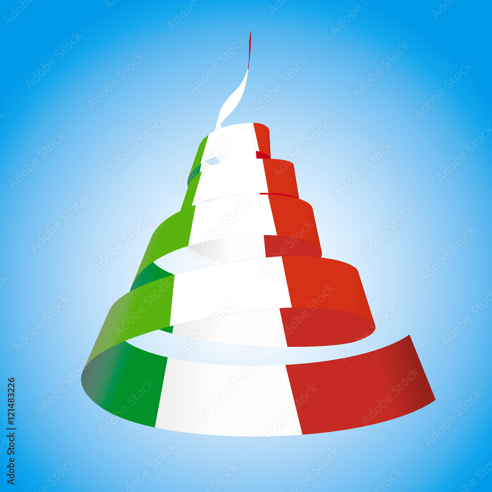 Spiral streamers in colors of national flags of Italy Spiral streamers in colors of national flags of Italy