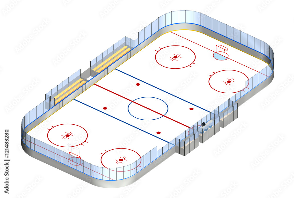 Fototapeta premium Ice hockey rink 3D isometric