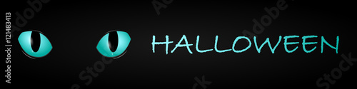Halloween Banner mit Katzenaugen - Blau