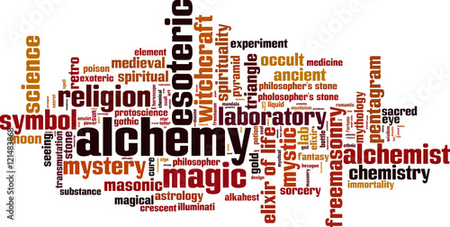 Alchemy word cloud concept. Vector illustration