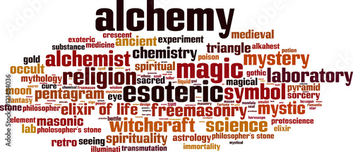 Alchemy word cloud concept. Vector illustration photo