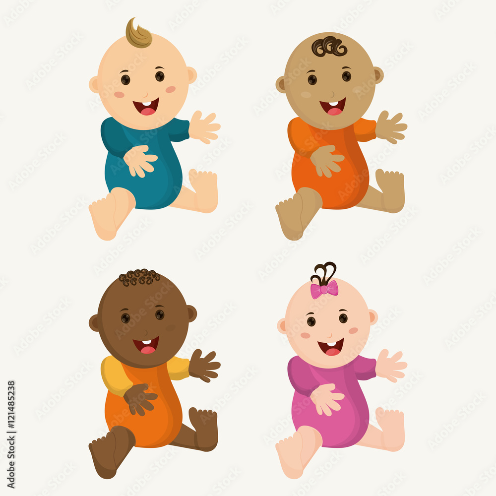 Baby boy and girl cartoon. Baby shower and childhood theme. Isolated and colorful design. Vector illustration Baby boy and girl cartoon. Baby shower and childhood theme. Isolated and colorful design. Vector illustration
