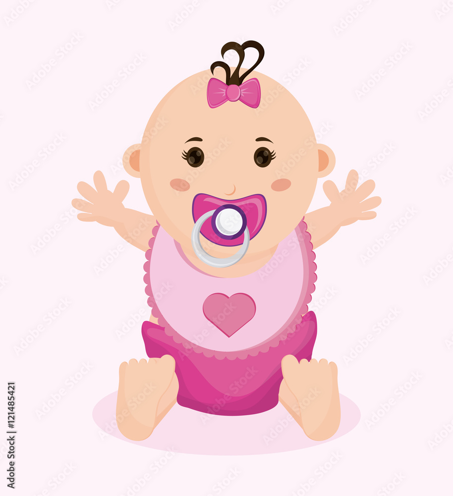 Baby girl cartoon. Baby shower and childhood theme. Isolated and colorful design. Vector illustration Baby girl cartoon. Baby shower and childhood theme. Isolated and colorful design. Vector illustration