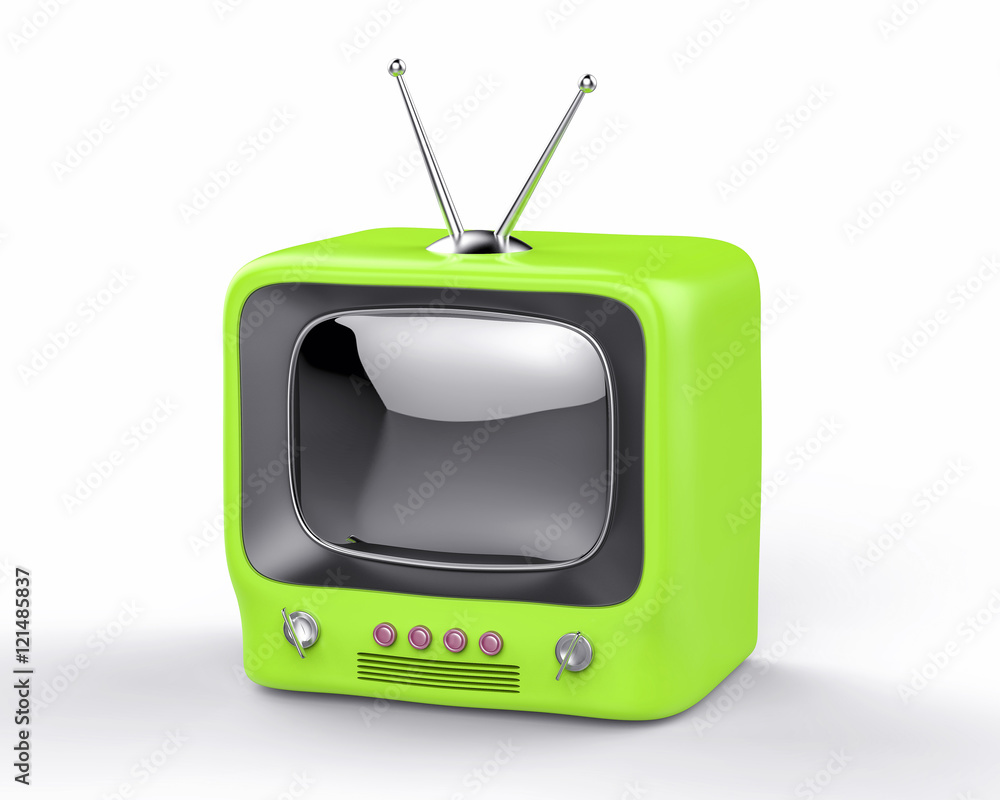 3d Isolated Green Small TV Television. Retro Vintage Concept. Stock  Illustration | Adobe Stock
