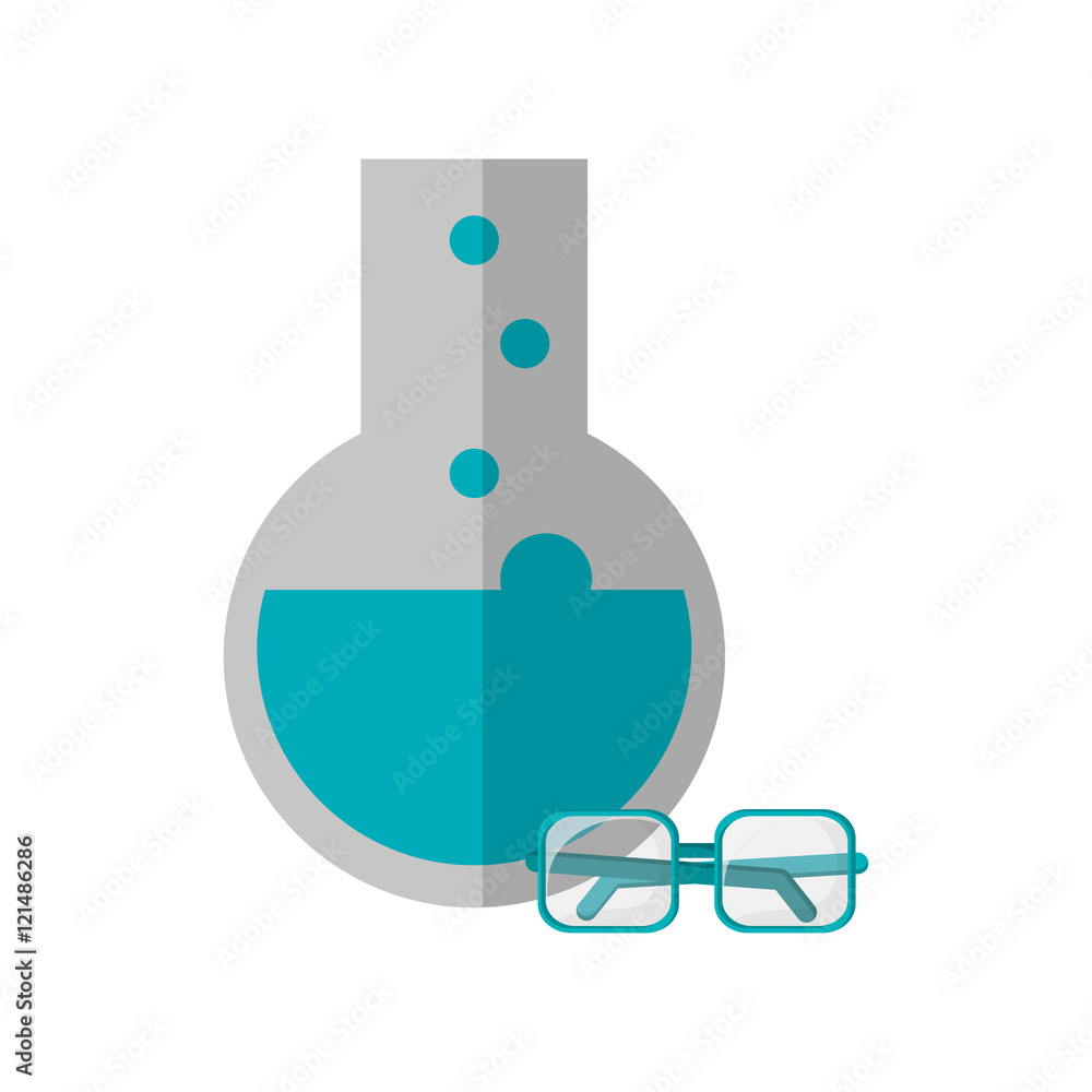 flat design round bottom chemistry flask and glasses  icon vector illustration