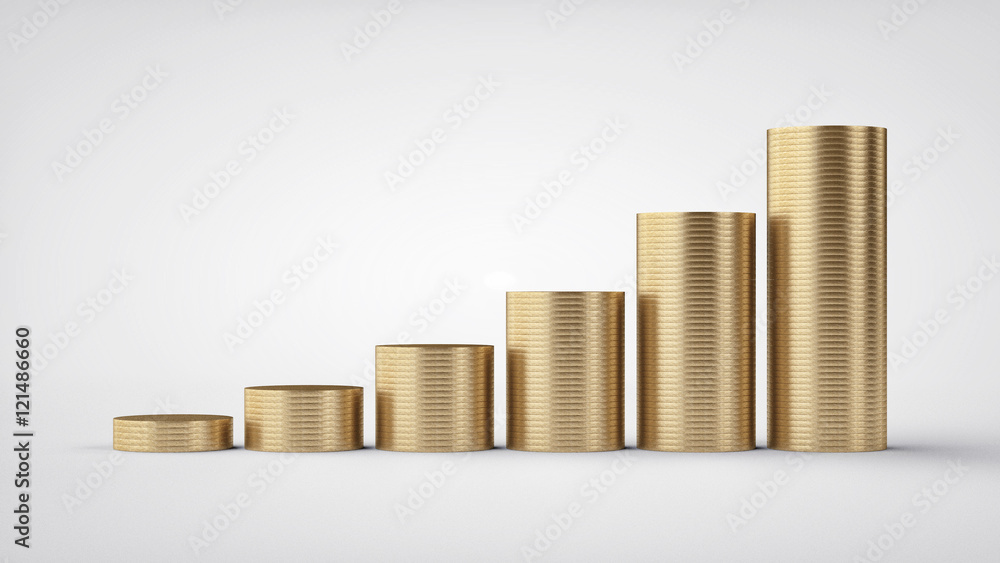 Golden coins chart. Front view. Golden coins chart. Front view.