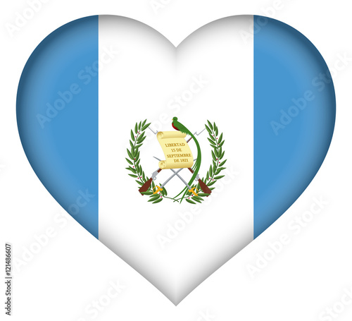 Illustration of the flag of Guatemala shaped like a heart