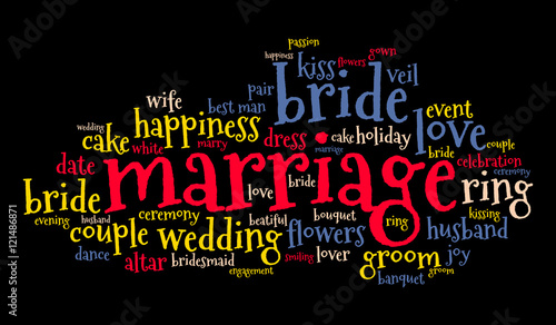 Marriage word cloud. Vector illustration.