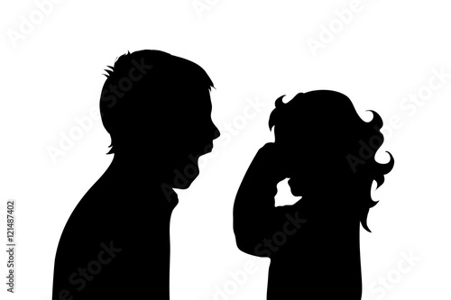 Vector silhouette of siblings.