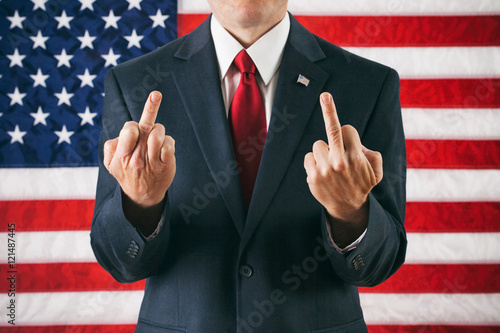 Politician: Man Giving Two Middle Fingers