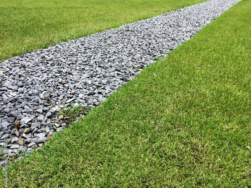 Wallpaper Mural Gray gravel walking path in a grass field/lawn Torontodigital.ca