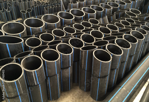 Wallpaper Mural HDPE pipes waiting for examining in the industry factory, cuttin Torontodigital.ca