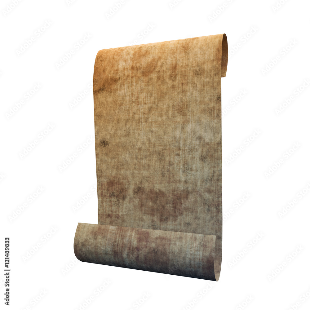 Fototapeta premium Old vintage scroll isolated on white background.