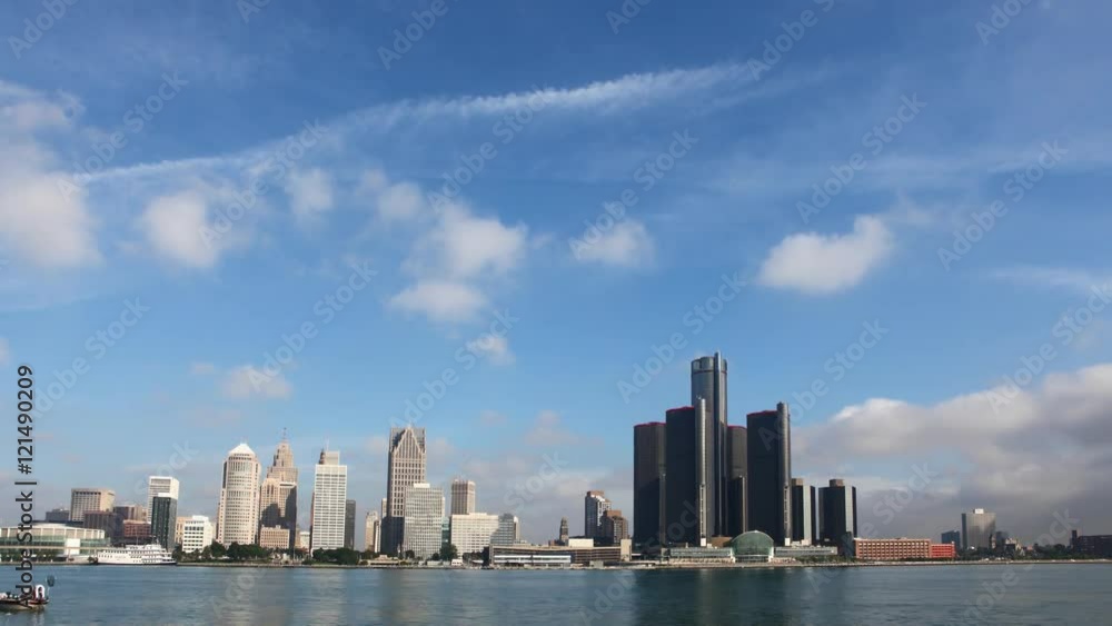 4K UltraHD Timelapse of the Detroit with boats passing 4K UltraHD Timelapse of the Detroit with boats passing