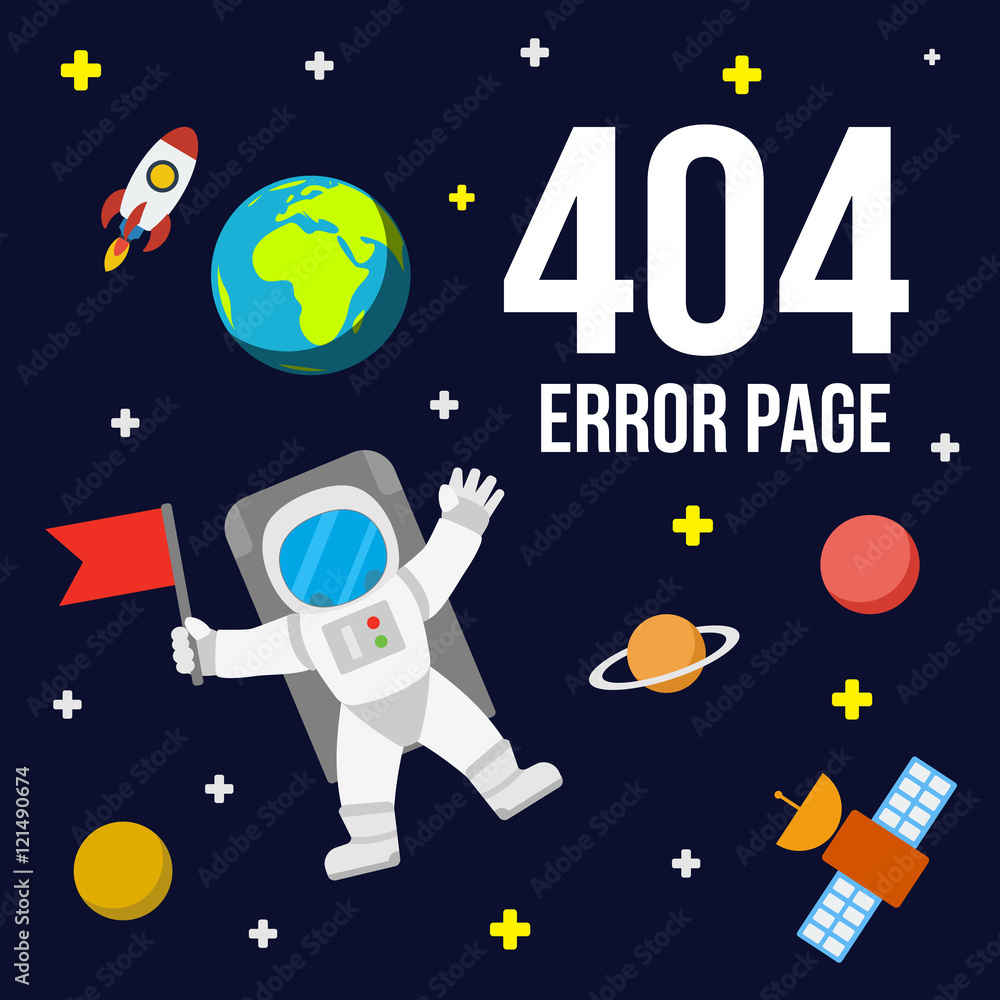 Fototapeta premium Space 404 error page vector template for website.