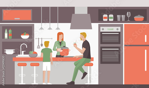 Family in the kitchen