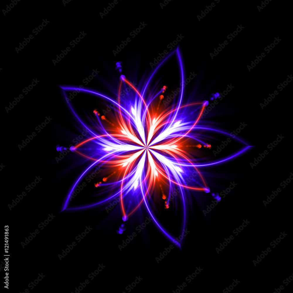 Abstract mystical background with luminous swirling backdrop.
Glowing spiral. Shine round frame with light circles. Sacred light effect. Space for your message.