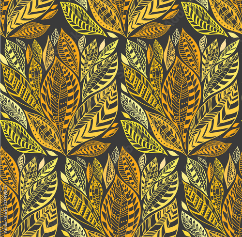 Seamless pattern with leafs. Autumn leaf background. Floral seamless pattern, leaf background. Plants ornament

