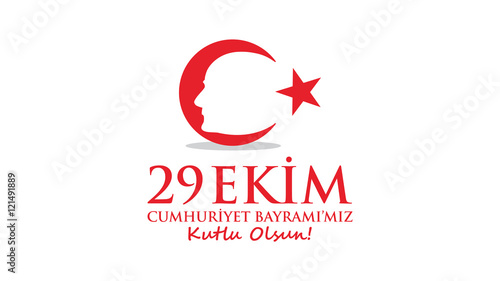 29 Ekim Cumhuriyet Bayramı. Atatürk ve Bayrak. Vektörel Yaratıcı Tebrik Kartı Çalışması. Türkiye.