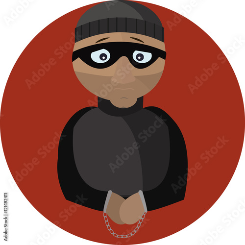 Vector Illustration of the Criminal in Handcuffs.