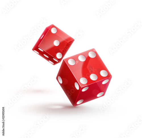 casino rulette red dice cube isolated on white