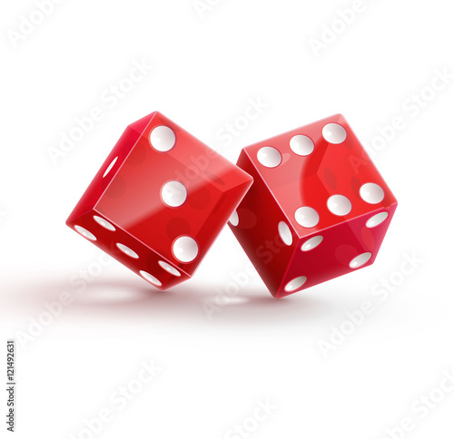 casino rulette red dice cube isolated on white