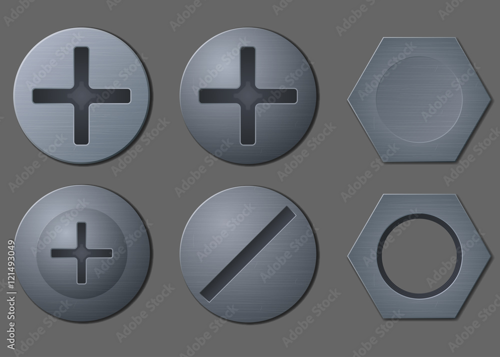 Fototapeta premium Bolts and nut head set