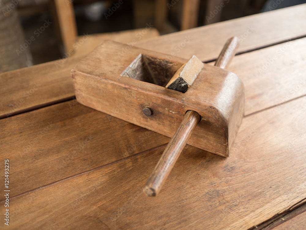 A small asian old plane for wood working. A small asian old plane for wood working.