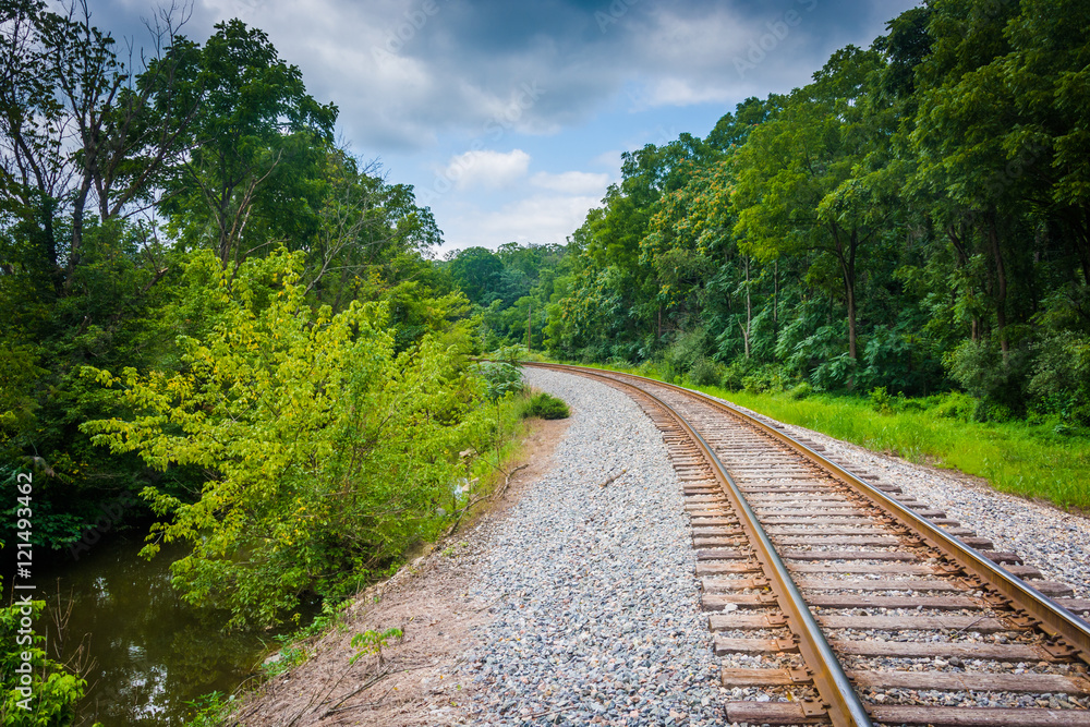 Creek and railroad track in rural Carroll County, Maryland. Creek and railroad track in rural Carroll County, Maryland.