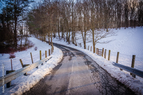 Country road in the winter, in rural Baltimore County, Maryland. © jonbilous