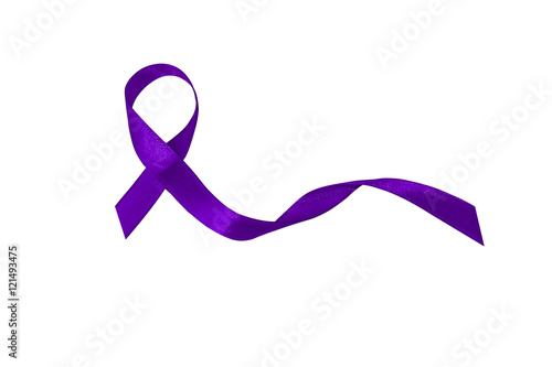 Ribbons of lavender, the concept of the world day of fight against cancer. Purple ribbon isolated on white background.